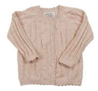 Světlerůžový perforovaný propínací svetr F&F