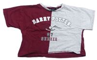 Vínovo-šedé crop tričko s Harry Potterem zn. Primark
