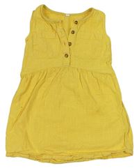 Žluté plátěné šaty s knoflíčky