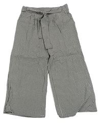 Bílo-černé kostkované culottes kalhoty s páskem F&F