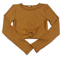 Béžové žebrované crop triko Matalan