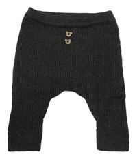 Tmavošedé pletené žebrované kalhoty s knoflíčky Leigh Tucker 