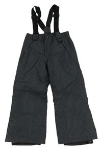 Tmavošedé šusťákové oteplovačky s odepínacími kšandami Lupilu