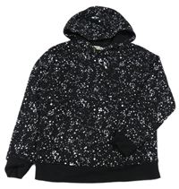Černo-bílá vzorovaná mikina s kapucí H&M
