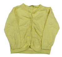 Žlutý propínací svetr s bambulkami Ergee