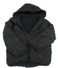 Černá šusťáková prošívaná zimní bunda s kapucí Dunnes