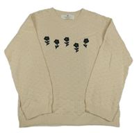 Béžový vzorovaný svetr s kytičkami H&M