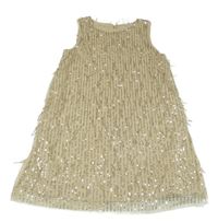 Béžové síťované šaty s flitry H&M