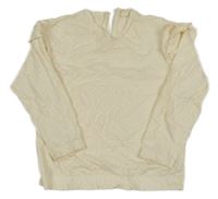 Smetanová vzorovaná halenka s volánky Hema