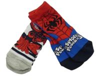 Nové - 2x - Bílé + červeno-modré ponožky se Spider-manem vel. 19-22