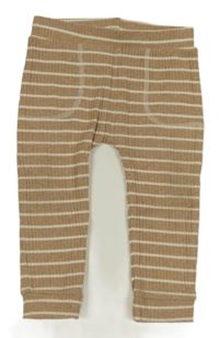 Béžovo-bílé pruhované žebrované tepláky George 