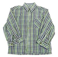 Bílo-zeleno-tmavomodrá kostkovaná košile 