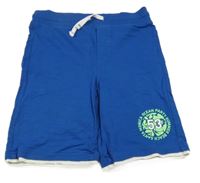 Modré teplákové kraťasy s číslem 