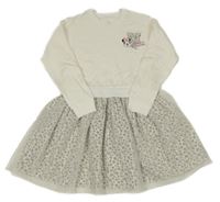 Smetanové teplákovo/tylové šaty s Minnií Primark