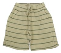 Smetanovo-khaki pruhované bavlněné kraťasy Primark