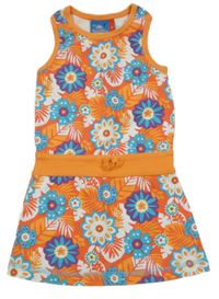 Oranžovo-barevné květované bavlněné šaty Topolino 