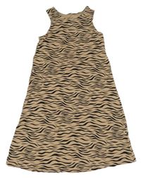 Béžovo-černé vzorované bavlněné šaty Primark