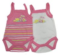 2x - Růžové + bílo-růžové body s medvídkem Pú C&A