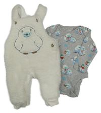 2set - Smetanové huňaté laclové tepláky s Yettim + body F&F