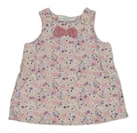 Bílé květované manšestrové šaty s mašlí H&M