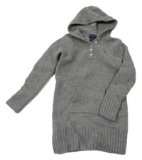 Šedé vlněné teplé šaty s kapucí Ralph Lauren