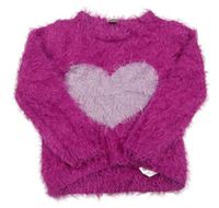 Purpurový chlupatý svetr se srdíčkem Kiki&Koko