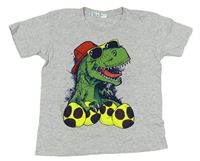 Světlešedé melírované tričko s dinosaurem M&Co