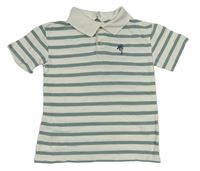Bílo-šalvějové pruhované polo tričko s palmou H&M