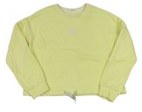Citronová oversize crop mikina s nápisy M&S