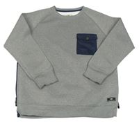 Šedá melírovaná tech fleece mikina s kapsou a nášivkou ZARA