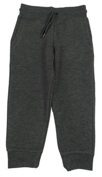 Nové - tmavošedé prošívané/vzorované tech fleece tepláky PRIMARK