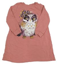 Skořicové teplákové šaty s sovičkou bpc