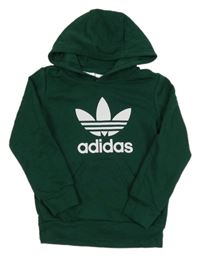 Smaragdová mikina s kapsou a kapucí Adidas