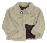 Smetanový kožešinový podšitý kabát s límečkem C&A