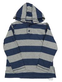 Tmavomodro-šedá pruhovaná melírovaná mikina s kapucí George