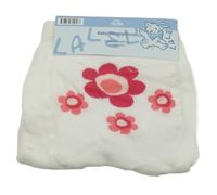 Nové - bílé květované teplé punčocháče 