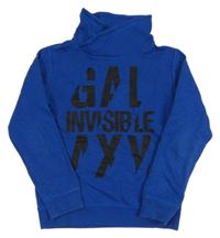 Safírová melírovaná mikina s nápisy a komínovým límcem S. Oliver