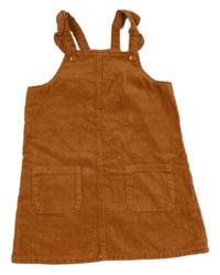 Medové manšestrové šaty s volánky PRIMARK