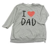 Šedé melírované teplákové šaty s nápisy a srdíčkem H&M