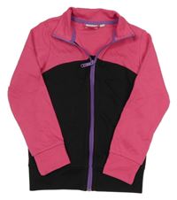 Černo-tmavorůžová propínací sportovní mikina Sports