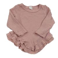 Starorůžová vzorovaná tunika s volánky SHEIN