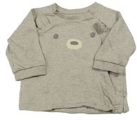 Šedo-béžová melírovaná propínací mikina s medvídkem H&M