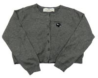 Tmavošedý melírovaný propínací crop svetr s flitry s korálky H&M