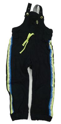 Černé laclové tepláky s nášivkou a pruhy s nápisy Blue Kids