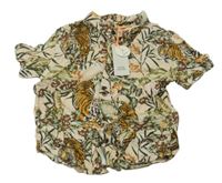 Nové - světlebéžová košile s tygry a větvičkami RIVER ISLAND