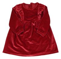 Červené sametové šaty s volánky St. Bernard