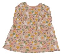 Světlerůžové šaty se zvířátky a duhami a kytičkami Mothercare