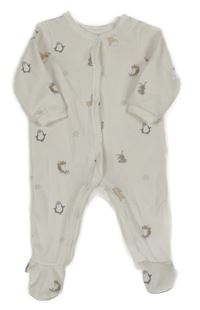 Bílá tepláková teplá kombinéza se zvířátky C&A