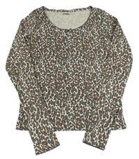 Smetanovo-hnědo-černé vzorované žebrované triko s mašličkou Page one young