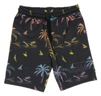 Tmavošedé teplákové kraťasy s palmami a lodičkami PRIMARK